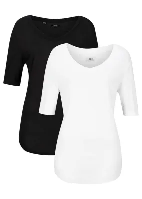 Camiseta de viscosa (2 unidades) Negro-blanco